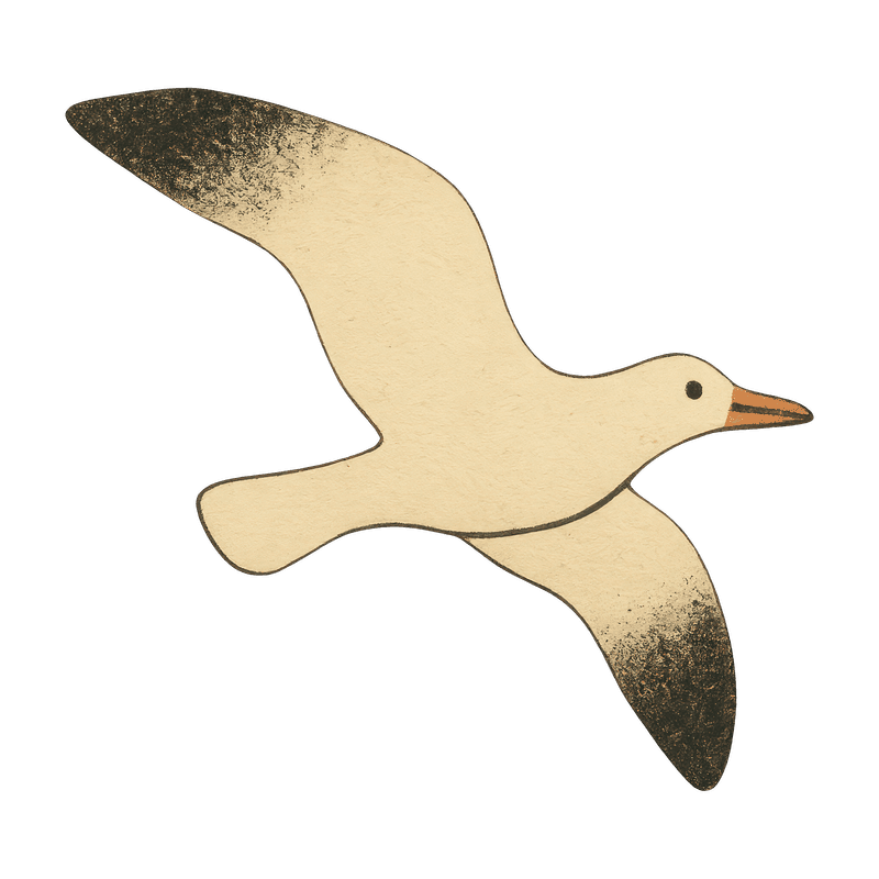 A retro-style seagull